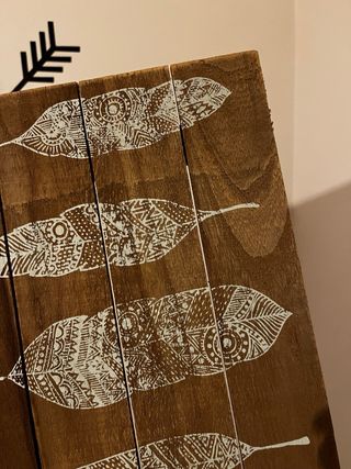 Decorazione legno piume Just Believe