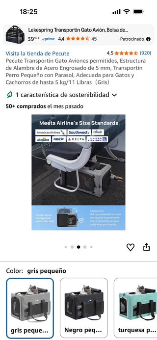 Bolso Transportín Mascotas Pecute Gris