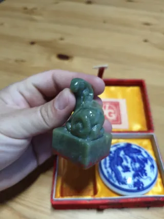 Estuche Sello Chino Jade y Tinta Dragón