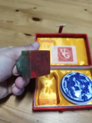 Estuche Sello Chino Jade y Tinta Dragón