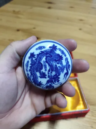 Estuche Sello Chino Jade y Tinta Dragón