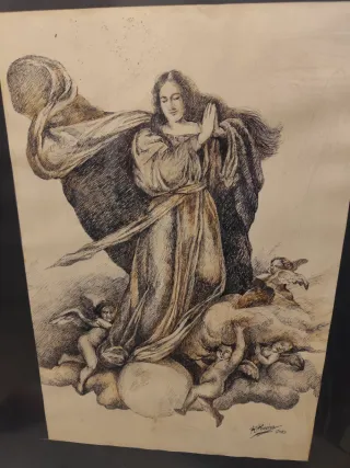 Cuadro religioso en papel