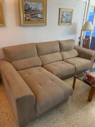 Sofá Chaiselongue Beige 2 Piezas