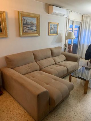 Sofá Chaiselongue Beige 2 Piezas
