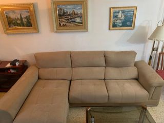 Sofá Chaiselongue Beige 2 Piezas