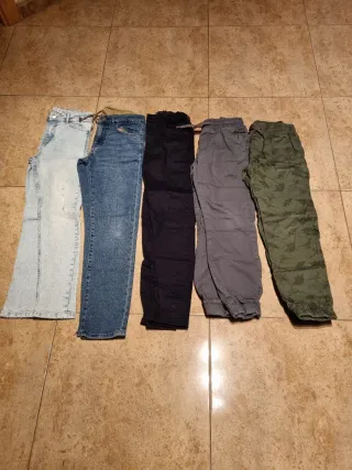 Lote 5 Pantalones Niños Vaqueros y Chándal