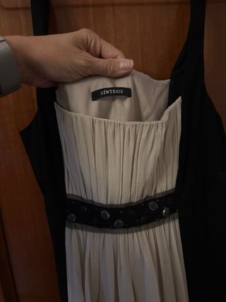 Vestido largo fiesta pedrería seda Talla 42