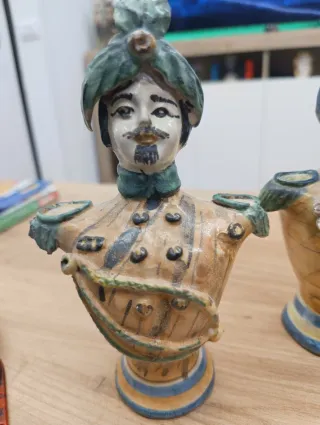 Coppia Busto Bersaglieri Ceramica Caltagirone