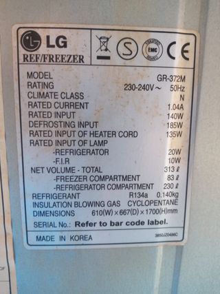 FRIGORÍFICO LG MUY BUENO 90 EUROS, CARTAGENA