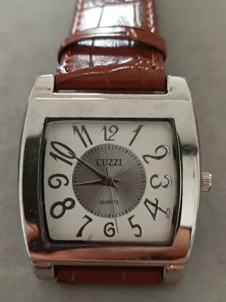 Reloj Unisex Correa Cuero Marrón y Plata