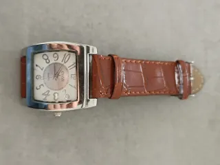 Reloj Unisex Correa Cuero Marrón y Plata
