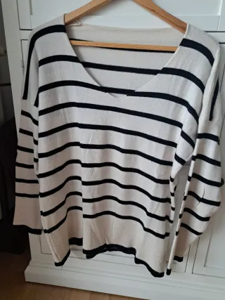 Jersey beige rayas negras talla única