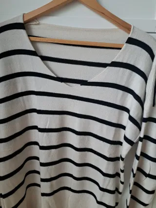 Jersey beige rayas negras talla única