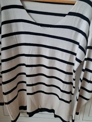 Jersey beige rayas negras talla única