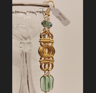 Nuovi orecchini Murano oro e verdi