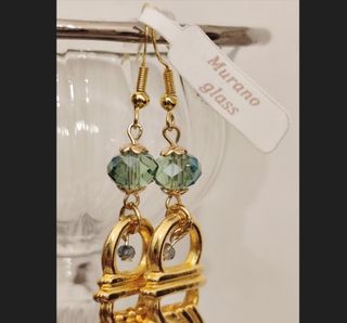 Nuovi orecchini Murano oro e verdi