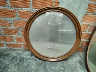 Espejo redondo vintage madera
