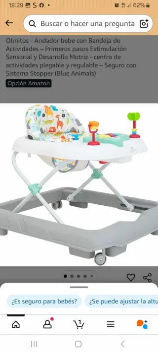 Andador bebé Olmitos con bandeja actividades