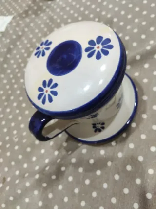 Tisaniera Vietrese Ceramica Blu e Bianca