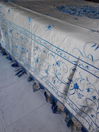 Colcha Seda y Estuche Siglo XIX