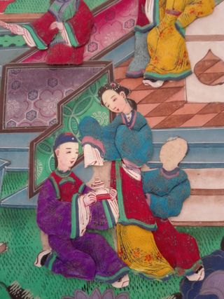 Colcha Seda y Estuche Siglo XIX