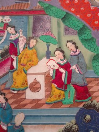 Colcha Seda y Estuche Siglo XIX