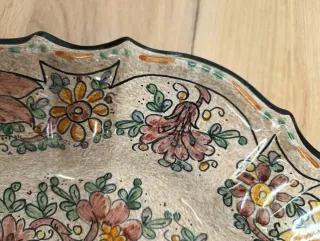 Piatto ceramica Gubbio decorato fiori