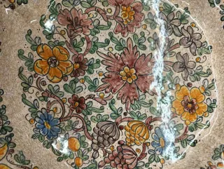Piatto ceramica Gubbio decorato fiori