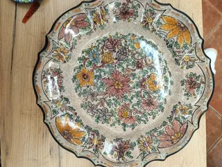 Piatto ceramica Gubbio decorato fiori