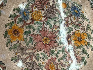 Piatto ceramica Gubbio decorato fiori