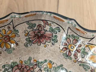 Piatto ceramica Gubbio decorato fiori