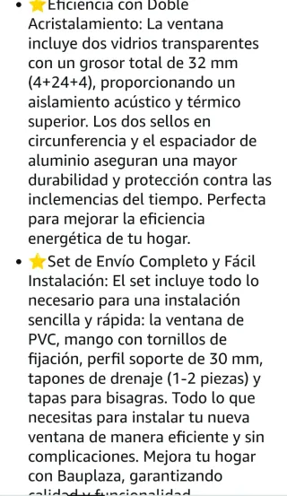 Ventana PVC BauPLAZA 50x110 derecha Oscilobatiente