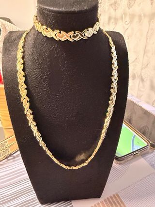 Conjunto Oro Laminado 14k de 45cm y pulsera de 19