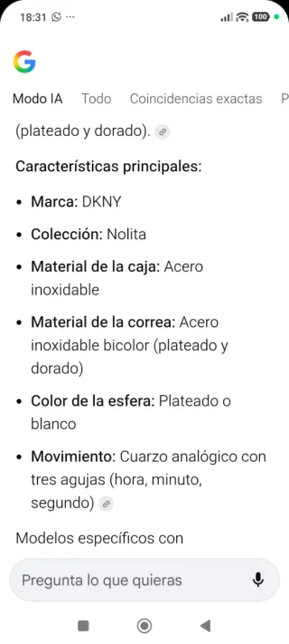 Reloj DKNY Mujer Oro y Plata