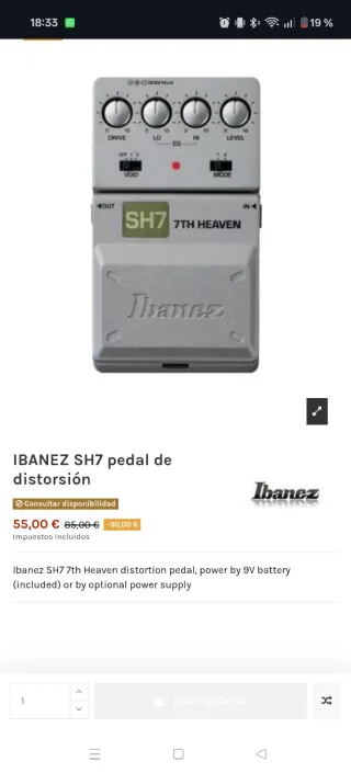 Pedal Ibanez SH7 7th Heaven Guitarra