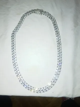 Cadena Cubana Diamante Plata