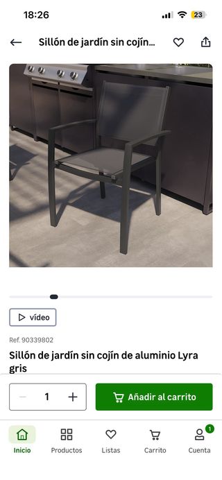 Sillas de exterior aluminio gris