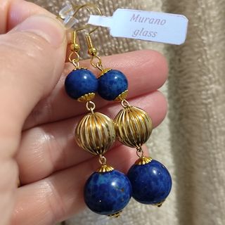 Orecchini Murano imitazione lapislazzuli