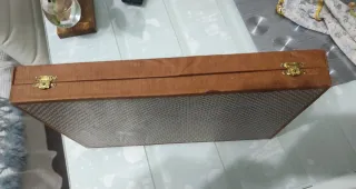 Estuche cubiertos antiguos metal dorado