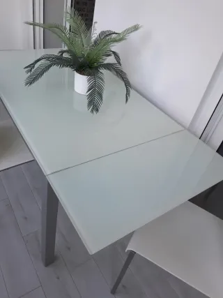 Mesa cristal y metal extensible