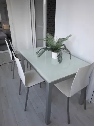 Mesa cristal y metal extensible