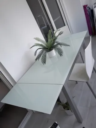 Mesa cristal y metal extensible