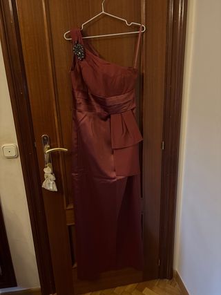 Vestido largo fiesta pedrería t38 color burdeos