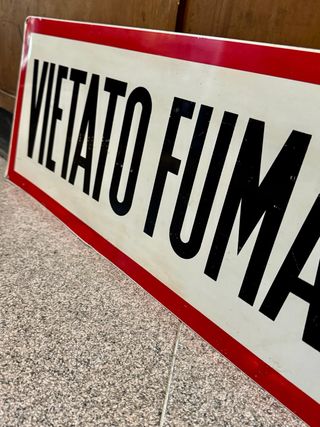 Insegna Vietato Fumare Vintage Lamiera