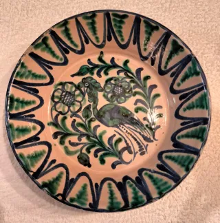 Lebrillo Fajalauza Pájaro Azul y Verde