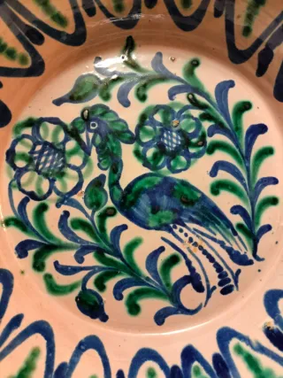 Lebrillo Fajalauza Pájaro Azul y Verde