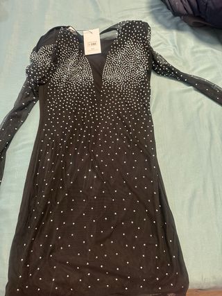 Vestido negro con pedrería Talla S