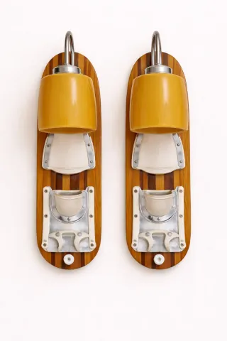 Par Candeeiros Parede Vintage Madeira Metal