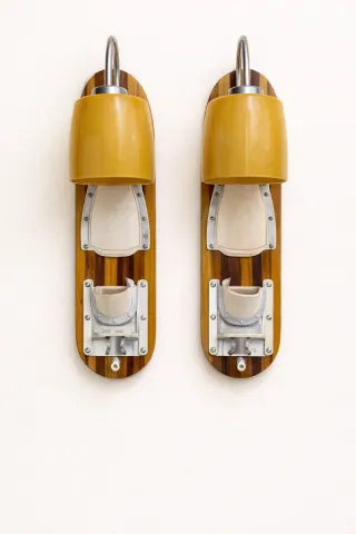 Par Candeeiros Parede Vintage Madeira Metal