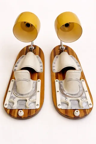 Par Candeeiros Parede Vintage Madeira Metal